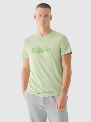 4F T-shirt regular z nadrukiem męski - oliwkowy L