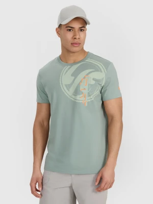 4F T-shirt regular z nadrukiem męski - oliwkowy M