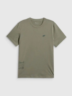 4F T-shirt regular z nadrukiem męski - oliwkowy L
