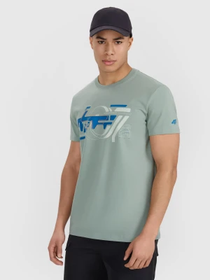 4F T-shirt regular z nadrukiem męski - oliwkowy S