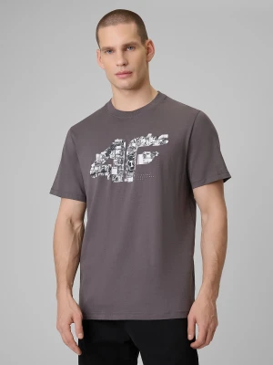 4F T-shirt regular z nadrukiem męski - szary XXL