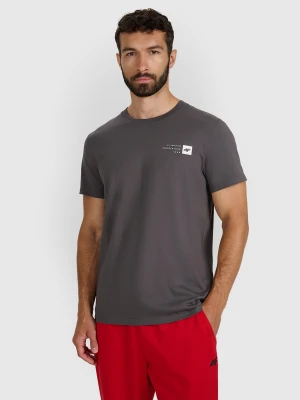 4F T-shirt regular z nadrukiem męski - szary L