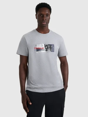 4F T-shirt regular z nadrukiem męski - szary M