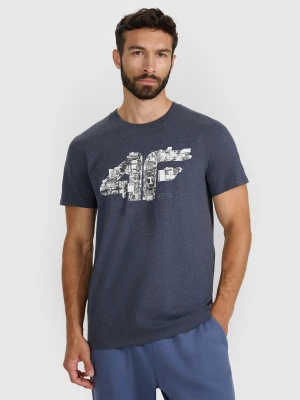 4F T-shirt regular z nadrukiem męski - szary XL
