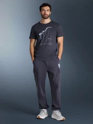 4F T-shirt regular z nadrukiem męski - szary XL