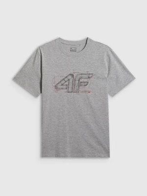 4F T-shirt regular z nadrukiem męski - szary S