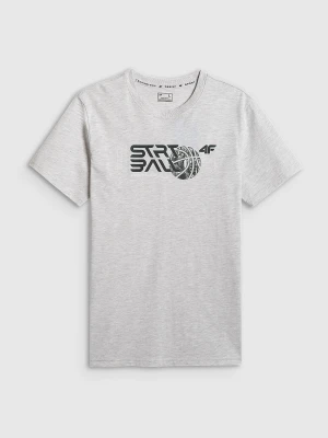 4F T-shirt regular z nadrukiem męski - szary L
