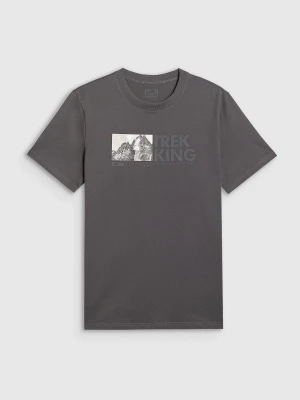 4F T-shirt regular z nadrukiem męski - szary XL