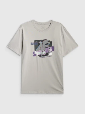 4F T-shirt regular z nadrukiem męski - szary M