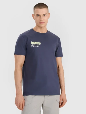 4F T-shirt regular z nadrukiem męski - szary S