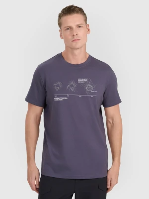 4F T-shirt regular z nadrukiem męski - szary M