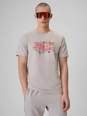 4F T-shirt regular z nadrukiem męski - szary XXL