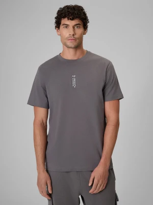 4F T-shirt regular z nadrukiem męski - szary S