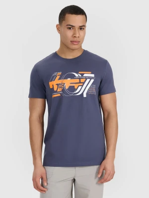 4F T-shirt regular z nadrukiem męski - szary L