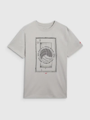 4F T-shirt regular z nadrukiem siatkarskim męski - szary S