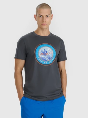 4F T-shirt regular z nadrukiem męski - szary XL