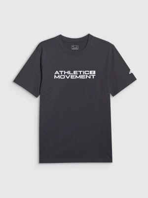 4F T-shirt regular z nadrukiem męski - szary M