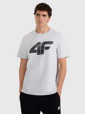 4F T-shirt regular z nadrukiem męski - szary L