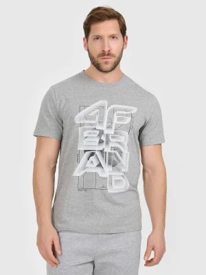 4F T-shirt regular z nadrukiem męski - szary XXL