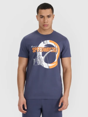 4F T-shirt regular z nadrukiem męski - szary S