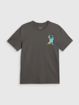 4F T-shirt regular z nadrukiem męski - szary XXL