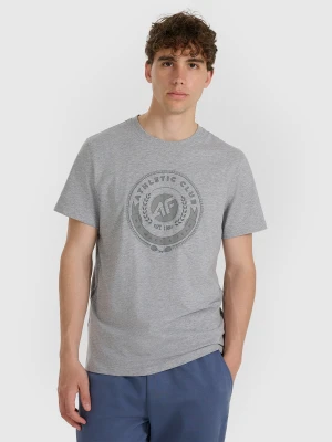 4F T-shirt regular z nadrukiem męski - szary L