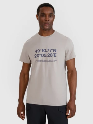 4F T-shirt regular z nadrukiem męski - szary M