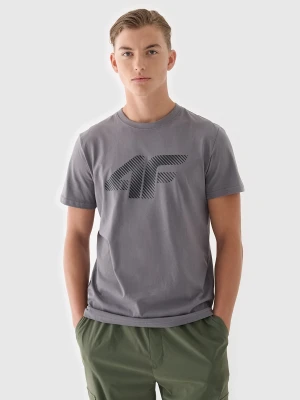 4F T-shirt regular z nadrukiem męski - szary M