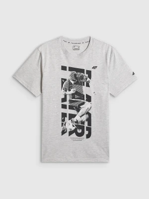4F T-shirt regular z nadrukiem męski - szary XL