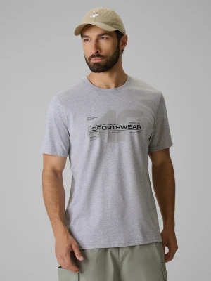 4F T-shirt regular z nadrukiem męski - szary XL