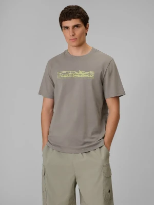 4F T-shirt regular z nadrukiem męski - szary L