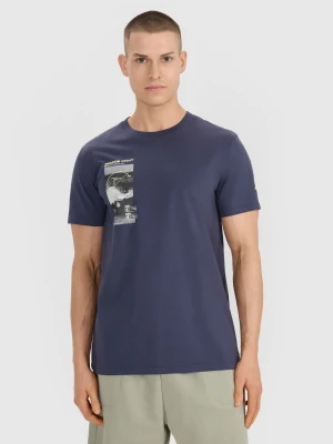 4F T-shirt regular z nadrukiem męski - szary XXL