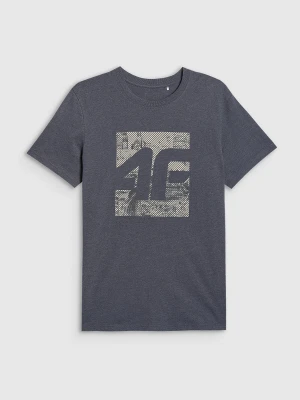 4F T-shirt regular z nadrukiem męski - szary 3XL