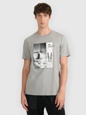 4F T-shirt regular z nadrukiem męski - szary XXL