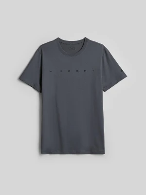4F T-shirt regular z nadrukiem męski - szary XXL