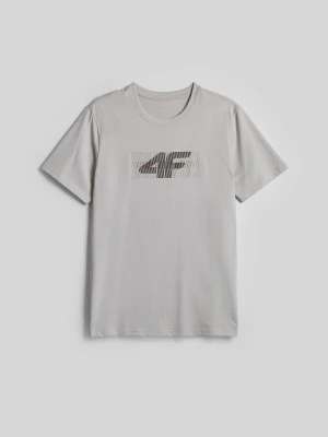 4F T-shirt regular z nadrukiem męski - szary S