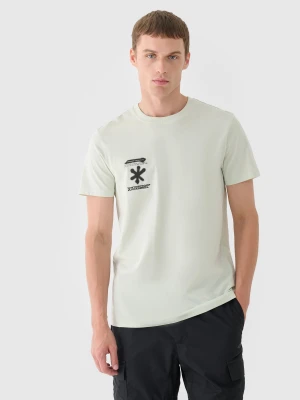 4F T-shirt regular z nadrukiem męski - turkusowy S