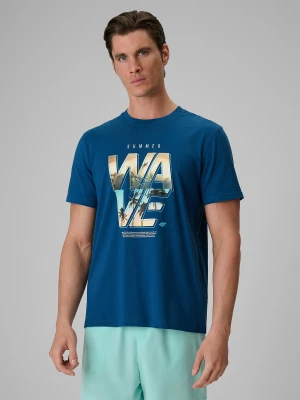 Zdjęcie produktu 4F T-shirt regular z nadrukiem męski - turkusowy S