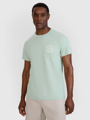 4F T-shirt regular z nadrukiem męski - turkusowy M