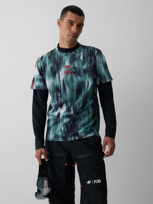4F T-shirt regular z nadrukiem męski - turkusowy S