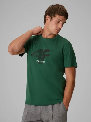 4F T-shirt regular z nadrukiem męski - zielony XL