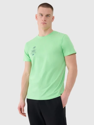 4F T-shirt regular z nadrukiem męski - zielony L
