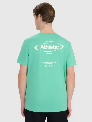 4F T-shirt regular z nadrukiem męski - zielony XXL