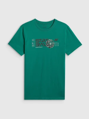 4F T-shirt regular z nadrukiem męski - zielony XXL