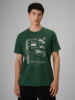 4F T-shirt regular z nadrukiem męski - zielony L