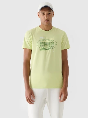 4F T-shirt regular z nadrukiem męski - zielony S