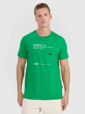 4F T-shirt regular z nadrukiem męski - zielony S