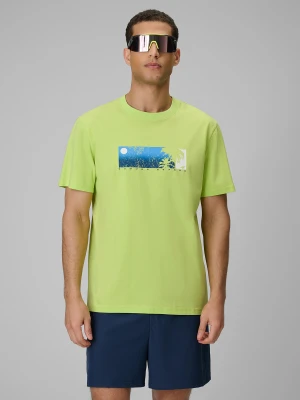 4F T-shirt regular z nadrukiem męski - zielony 3XL