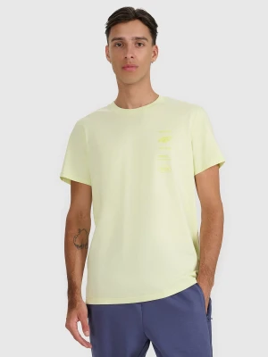 4F T-shirt regular z nadrukiem męski - żółty XL