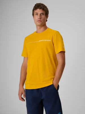 4F T-shirt regular z nadrukiem męski - żółty M